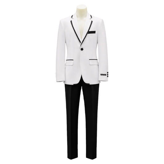 Leo & Zachary White Slim Fit 2-Piece Tuxedo w/ Black Accents