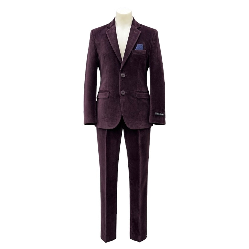 Leo & Zachary Plum Faux Suede Slim Fit 2-Piece Suit