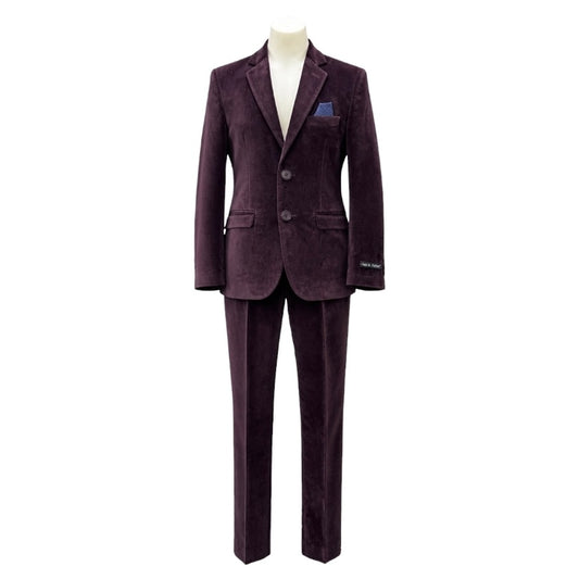 Leo & Zachary Plum Faux Suede Slim Fit 2-Piece Suit