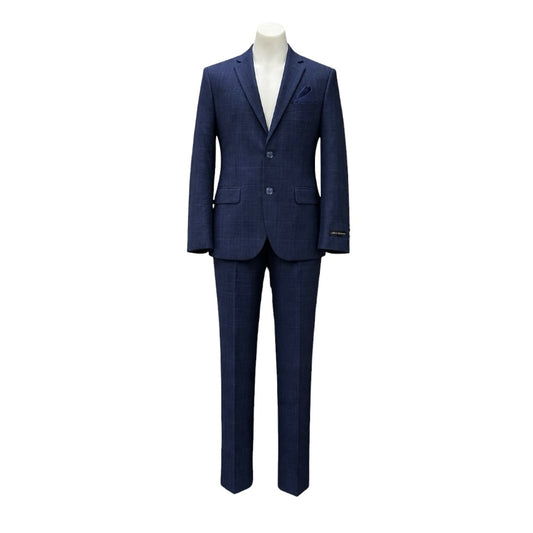 Leo & Zachary Deep Blue Check Slim Fit 2-Piece Suit