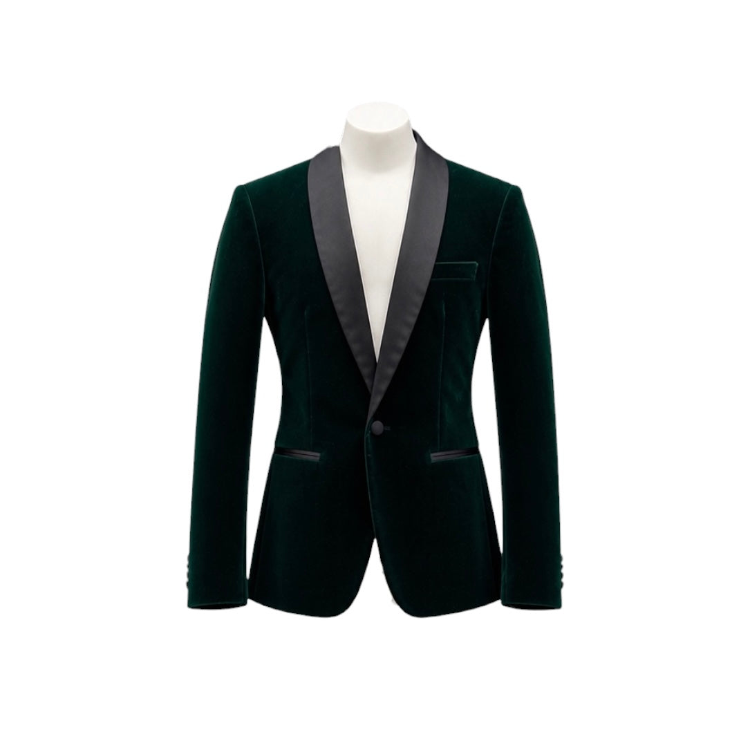 Fouger U.S.A. Hunter Green Velvet Slim Fit Boys Blazer