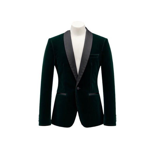 Fouger U.S.A. Hunter Green Velvet Slim Fit Boys Blazer