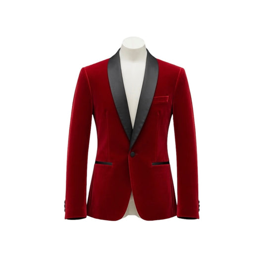 Fouger U.S.A. Red Velvet Slim Fit Boys Blazer