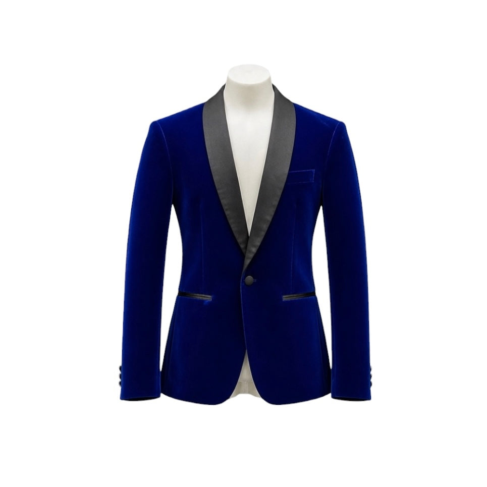 Fouger U.S.A. Indigo Blue Velvet Slim Fit Boys Blazer