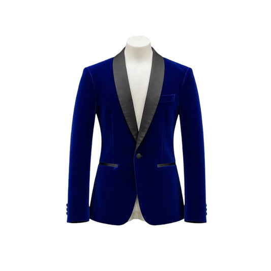 Fouger U.S.A. Indigo Blue Velvet Slim Fit Boys Blazer