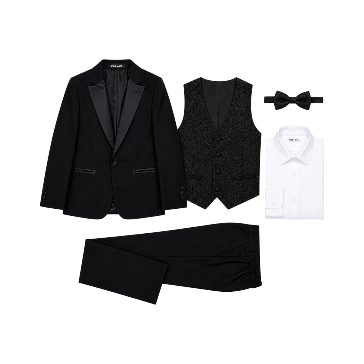 Kids Mode Black Paisley 5-Piece Boys Tuxedo