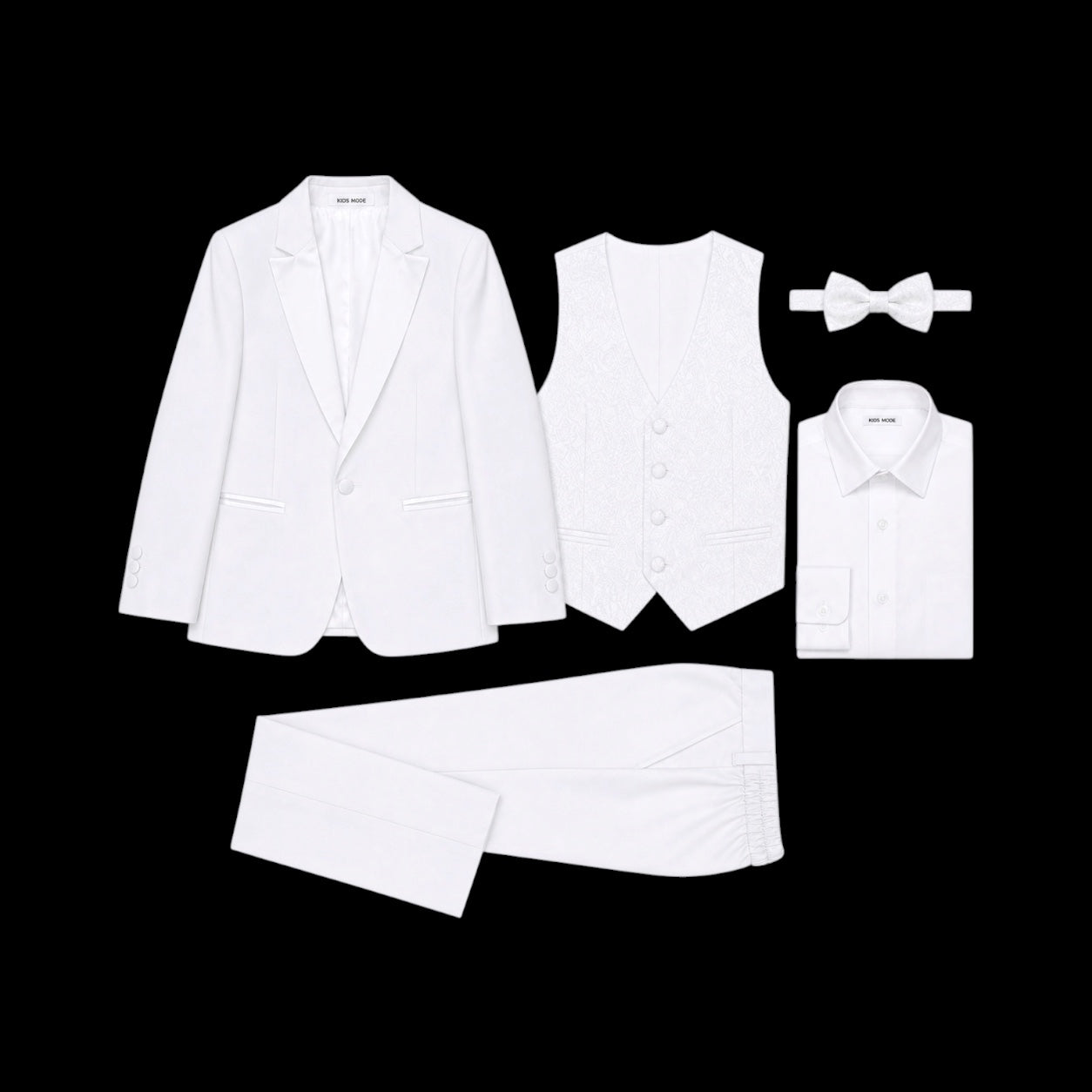 Kids Mode White Paisley 5-Piece Boys Tuxedo