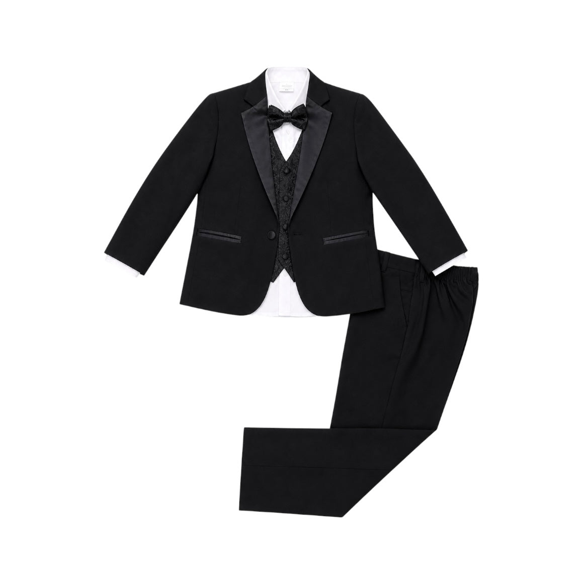 Kids Mode Black Paisley 5-Piece Boys Tuxedo