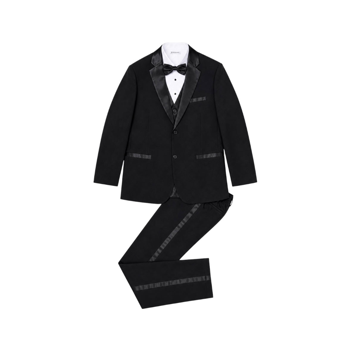 Mavezzano Black 5-Piece Boys Tuxedo with Satin Accent