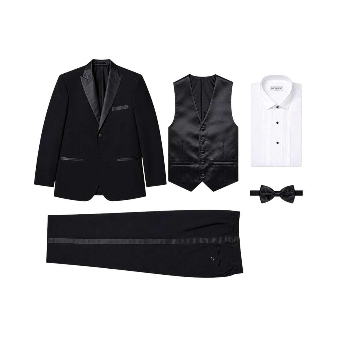 Mavezzano Black 5-Piece Boys Tuxedo with Satin Accent