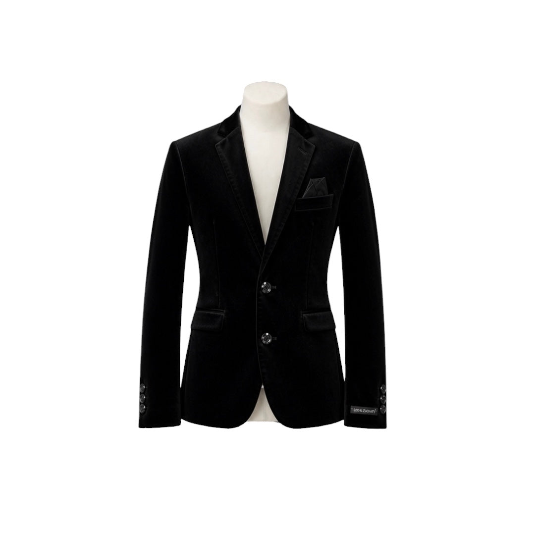 Leo & Zachary Black Faux Suede Slim Fit Boys Blazer