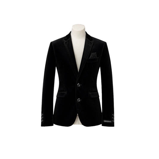 Leo & Zachary Black Faux Suede Slim Fit Boys Blazer