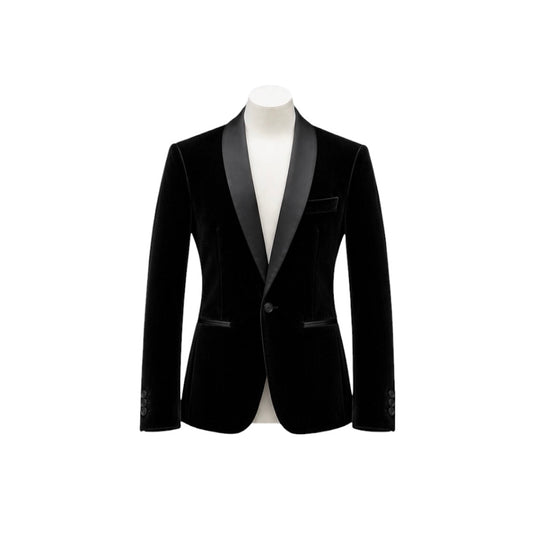 Fouger U.S.A. Black Velvet Slim Fit Boys Blazer