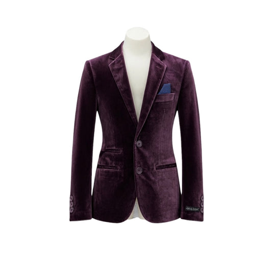 Leo & Zachary Plum Faux Suede Slim Fit Boys Blazer (Size 10)