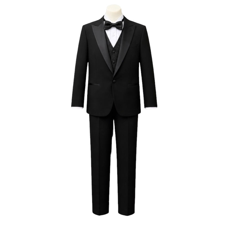 Kids Mode Black Paisley 5-Piece Boys Tuxedo