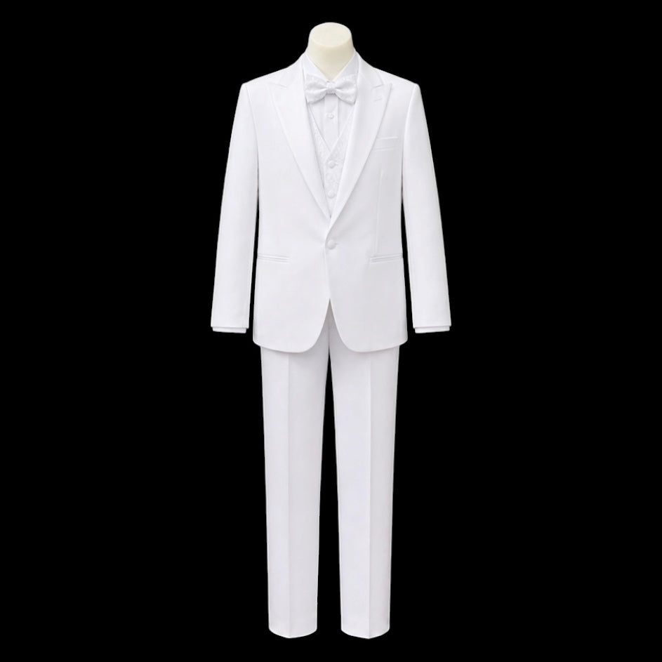Kids Mode White Paisley 5-Piece Boys Tuxedo