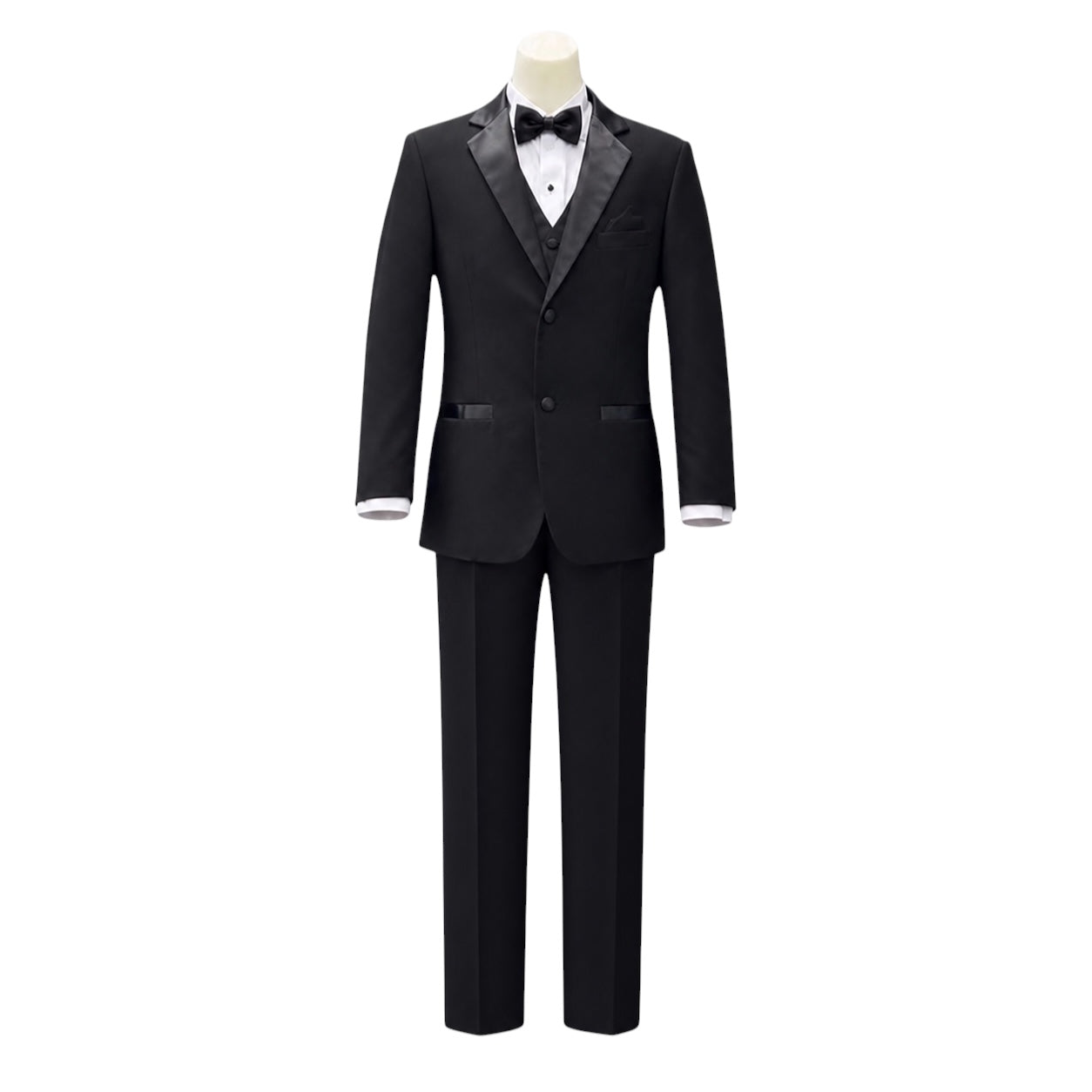 Mavezzano Black 5-Piece Boys Tuxedo with Satin Accent