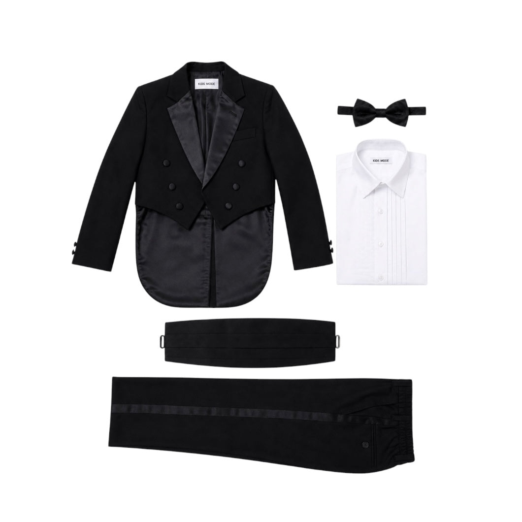 Kids Mode 5-Piece Black Tail Tuxedo Set