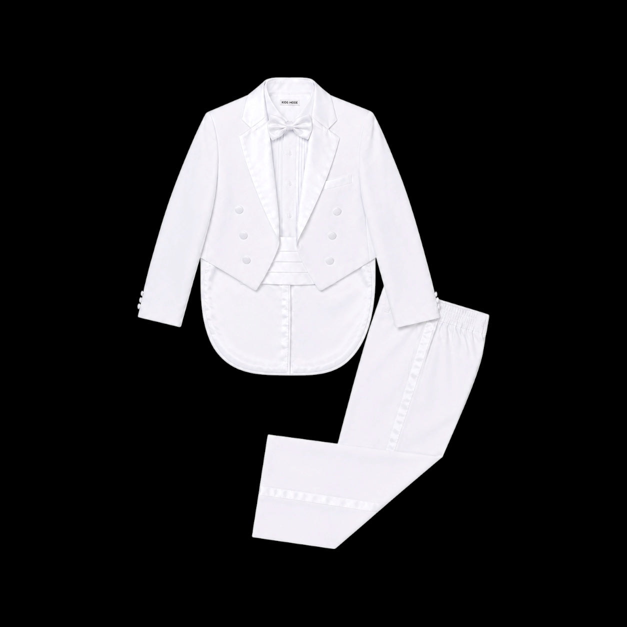 Kids Mode 5-Piece White Tail Tuxedo Set