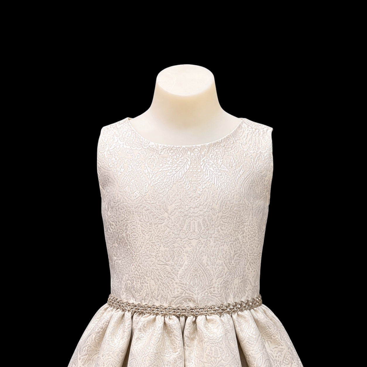 Jolene Girls Sleeveless Champagne Embroidered Party Dress
