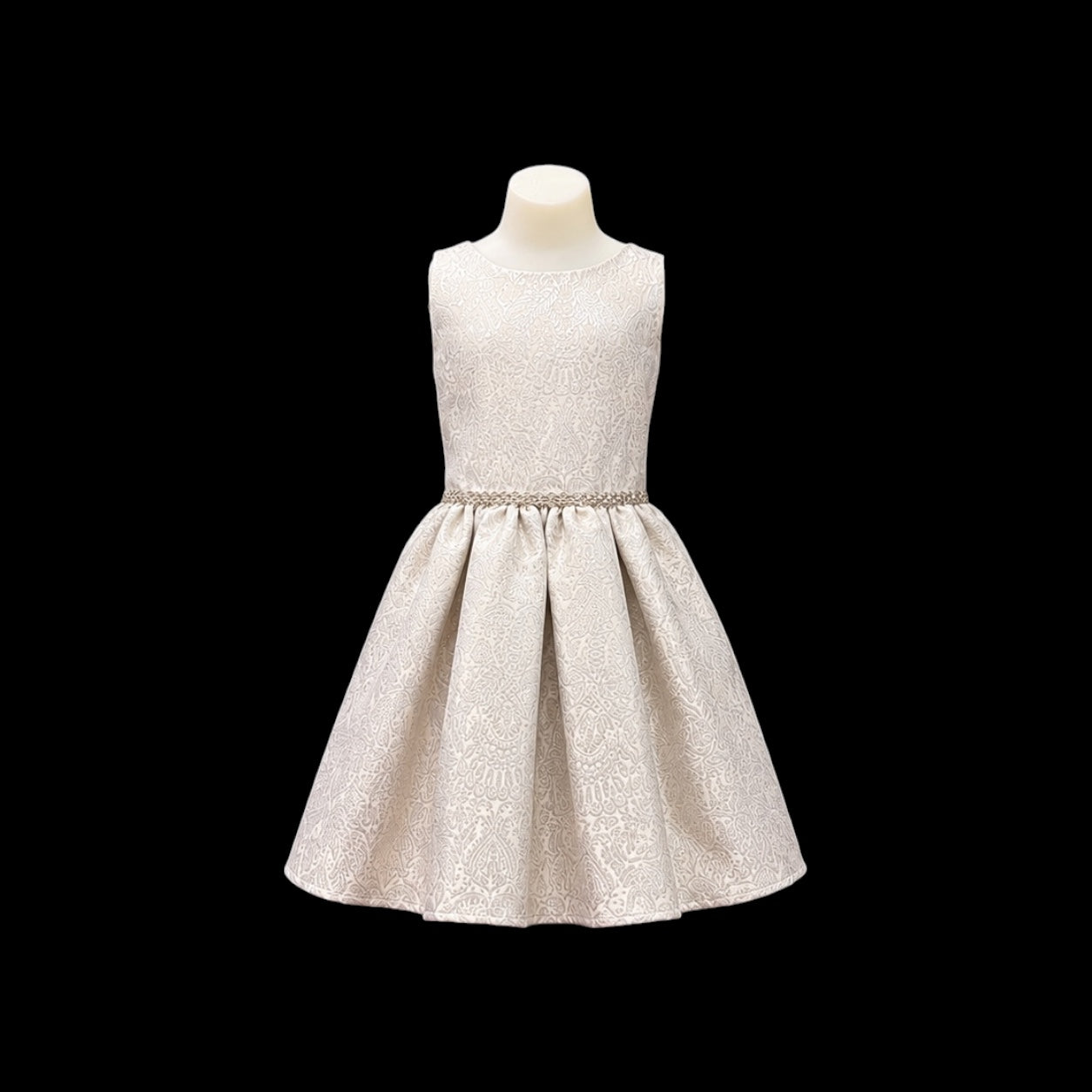 Jolene Girls Sleeveless Champagne Embroidered Party Dress