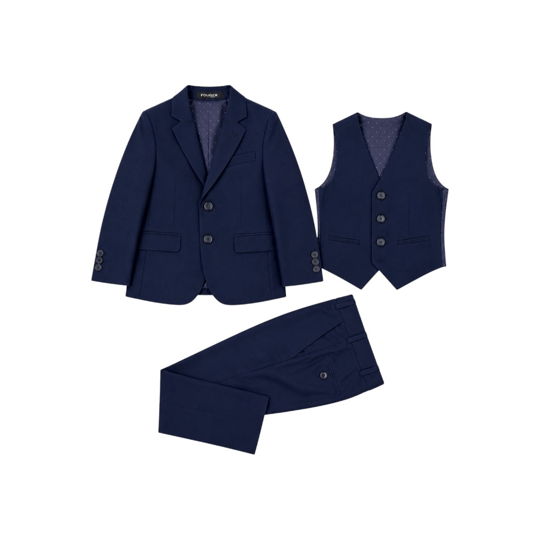Fouger U.S.A. Baby Boys Navy Slim Modern Fit 3-Piece Suit