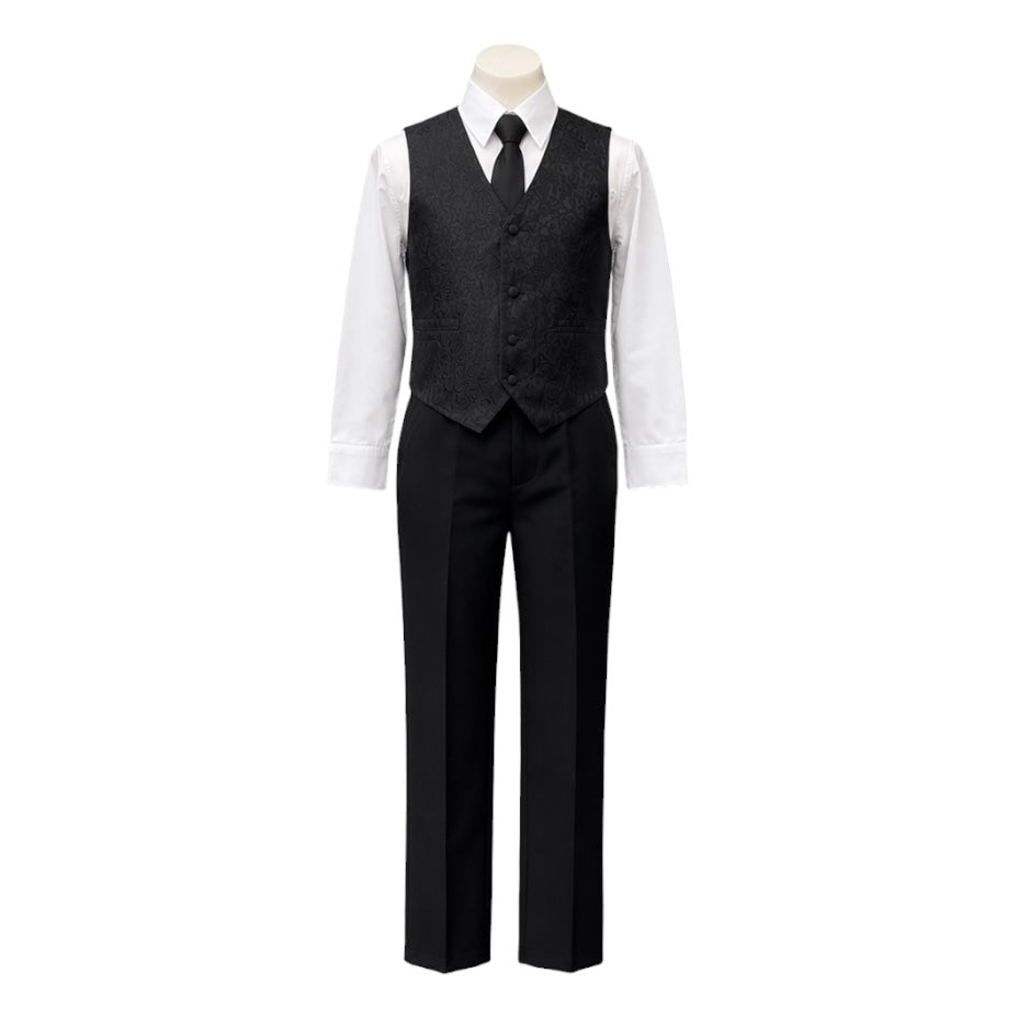 Kids Mode Black Paisley 4-Piece Toddler Vest Set