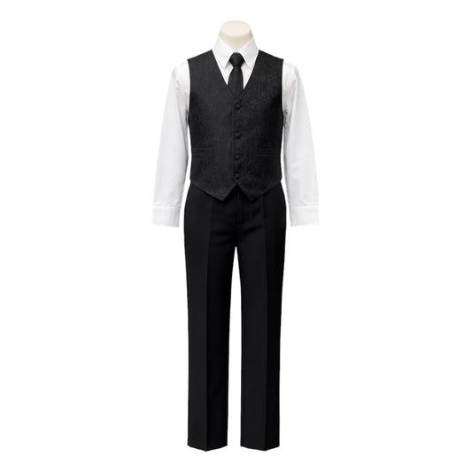Kids Mode Black Paisley 4-Piece Toddler Vest Set