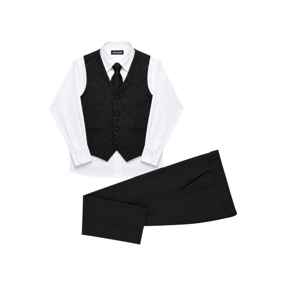 Kids Mode Black Paisley 4-Piece Toddler Vest Set