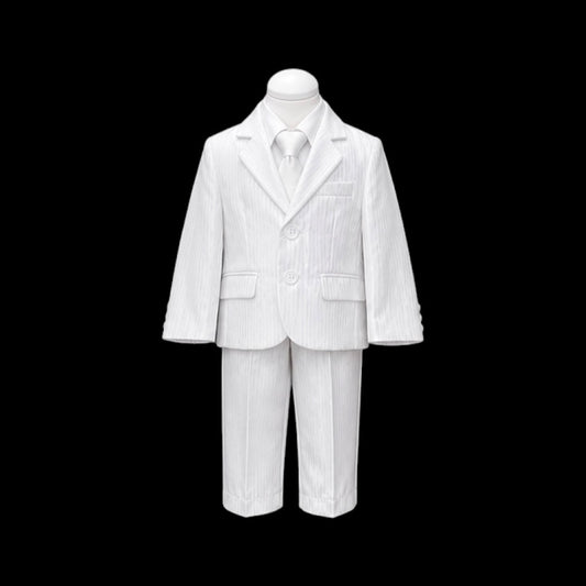 Fancy Kids Baby White Pinstripe 5-Piece Suit Set