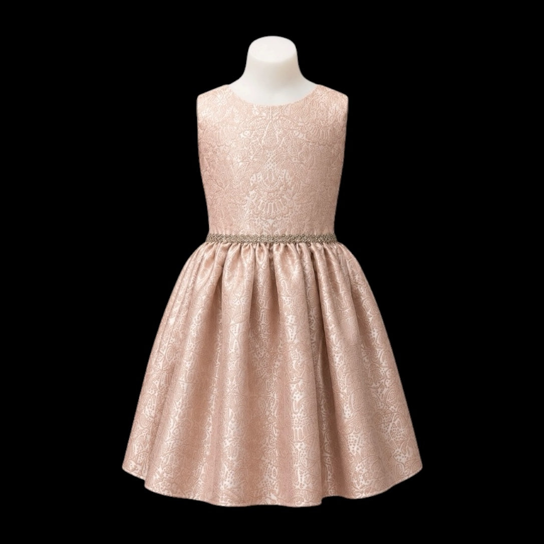Jolene Girls Sleeveless Rose Gold Embroidered Party Dress (Size 16)