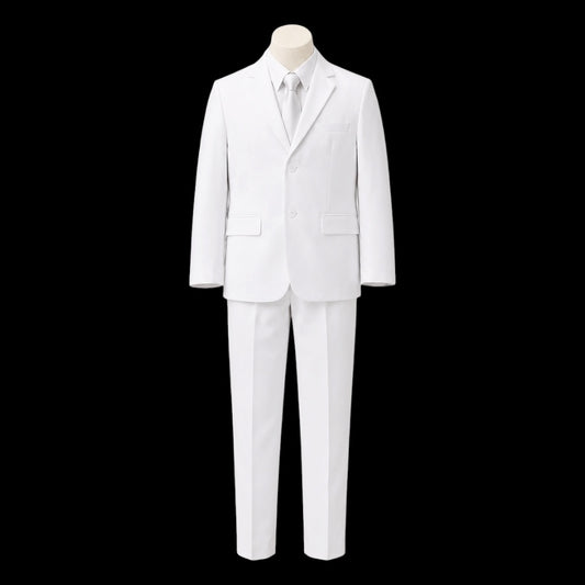 Fancy Kids Modern Fit 5-Piece White Suit