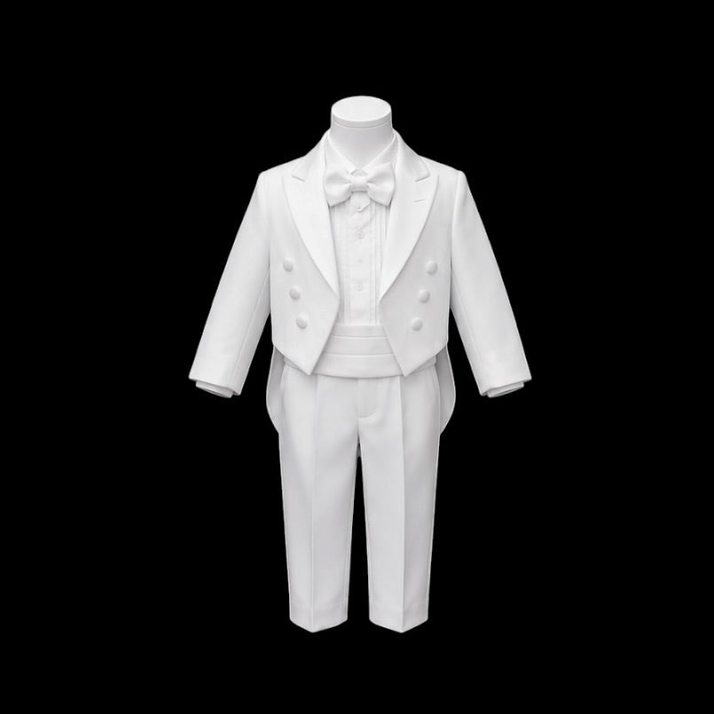 Baby Mode 5-Piece White Tail Tuxedo Set (18-24 months)