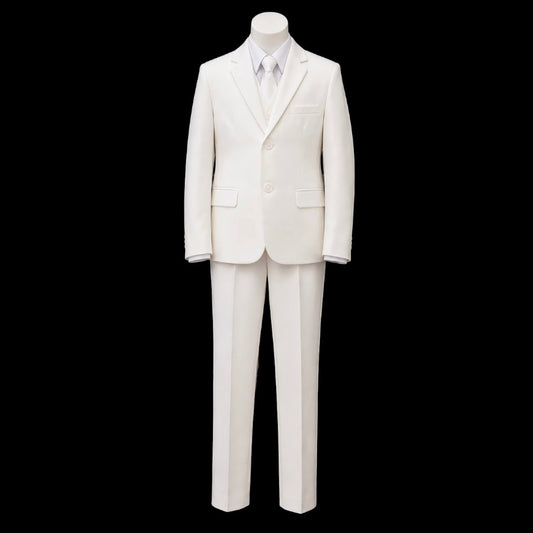 Fancy Kids Modern Fit 5-Piece Ivory Suit