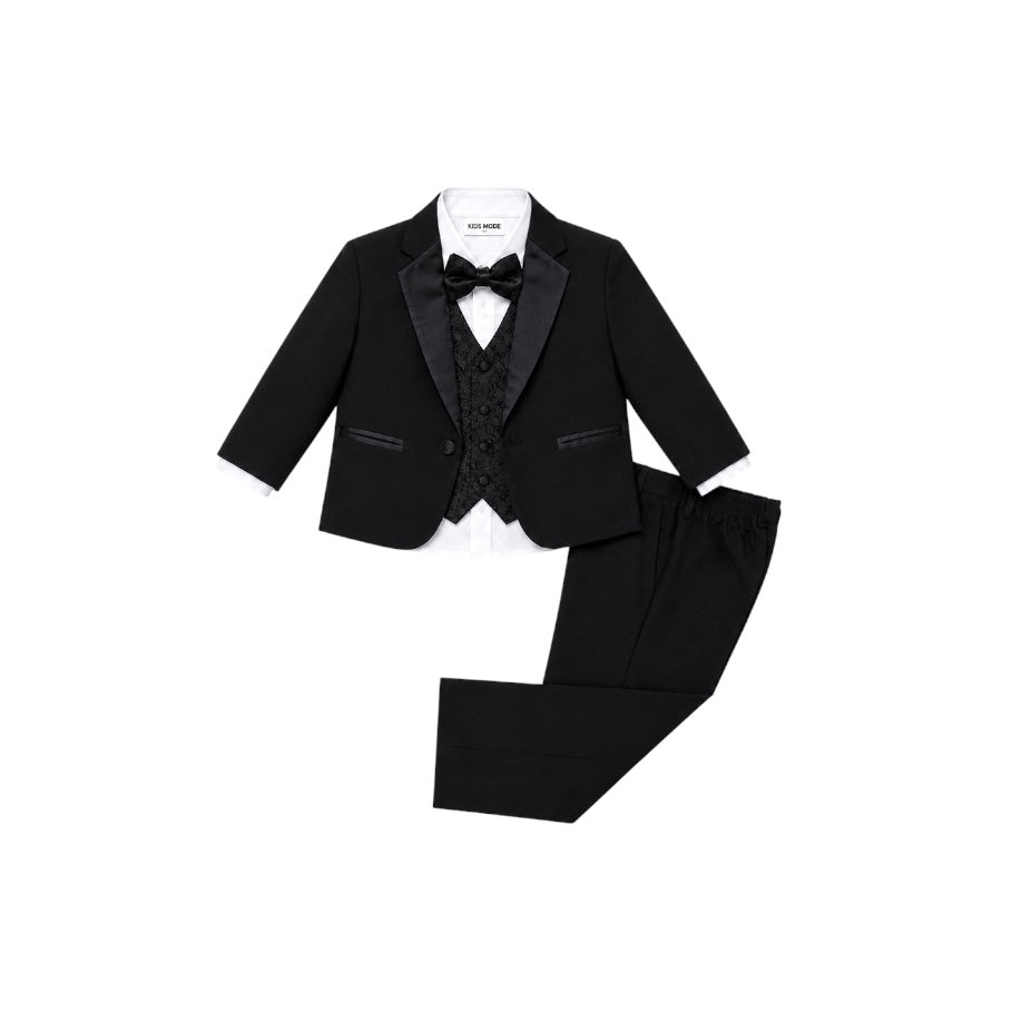 Baby Mode 5-Piece Black Paisley Baby Tuxedo