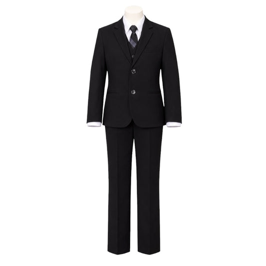 Fancy Kids Modern Fit 5-Piece Black Suit
