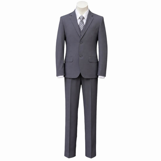 Fancy Kids Modern Fit 5-Piece Medium Grey Suit