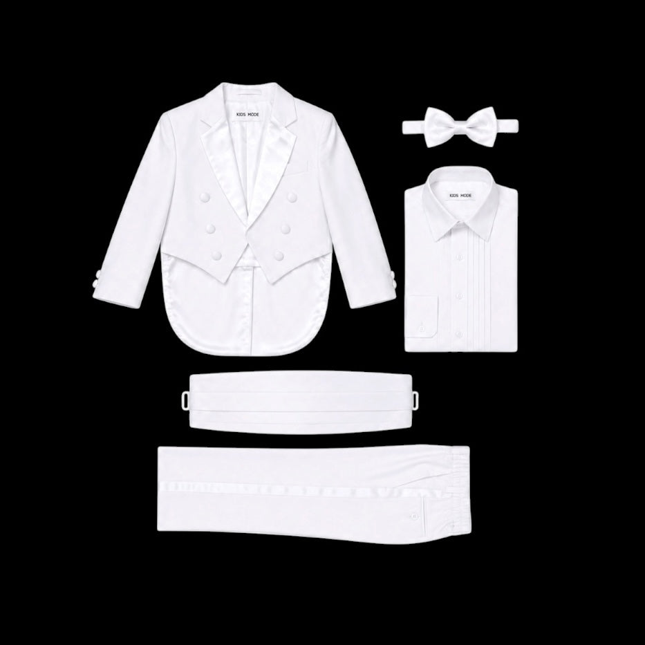 Baby Mode 5-Piece White Tail Tuxedo Set (18-24 months)