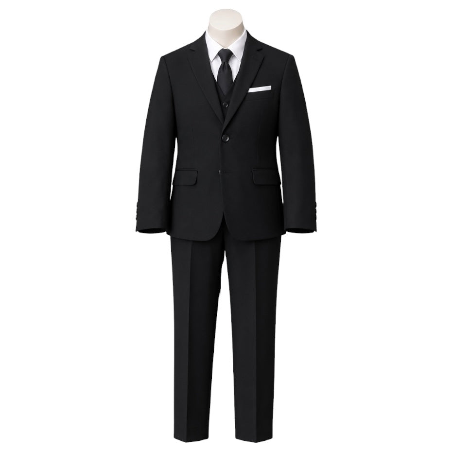 Debonair Toddler Slim Fit 7-Piece Black Suit
