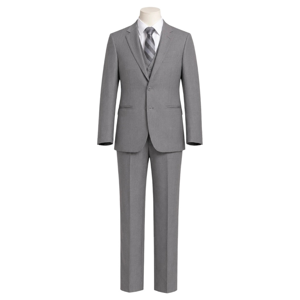 Fancy Kids Modern Fit 5-Piece Light Grey Suit