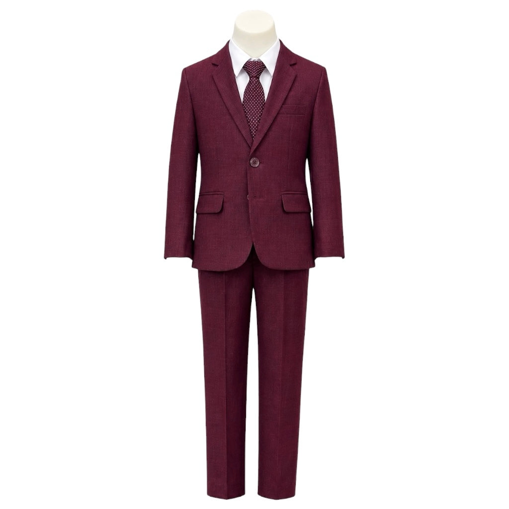 Fancy Kids Classic Fit 5-Piece Burgundy Suit