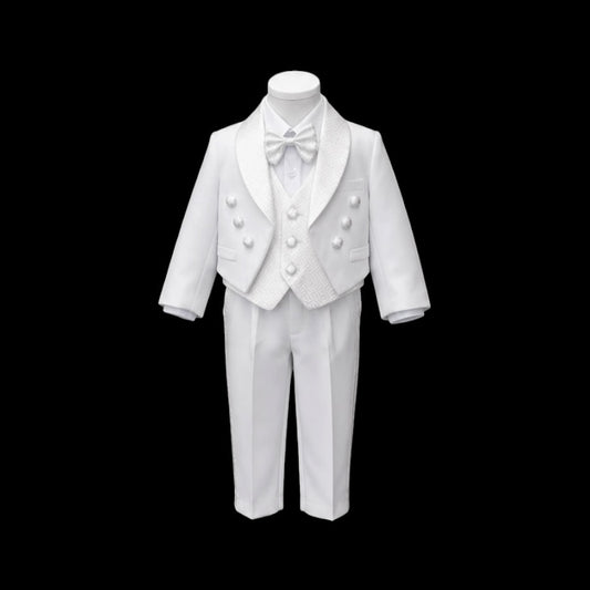 Fancy Kids Baby White Square Pattern Tuxedo with Tail