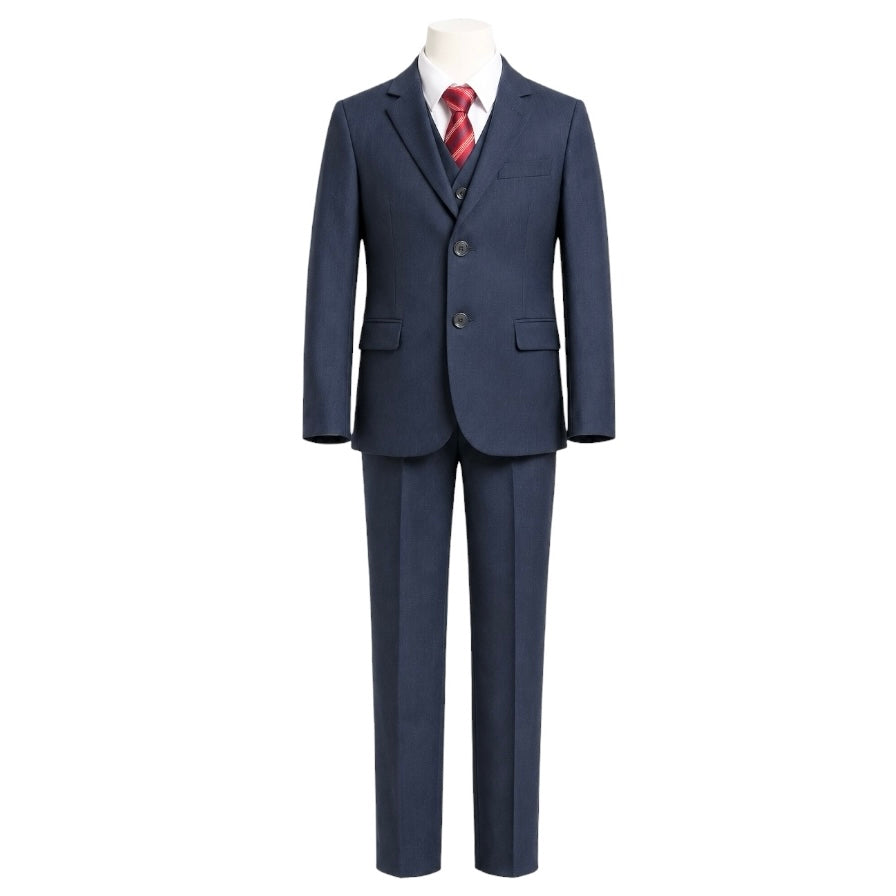 Mini World Classic Fit 5-Piece Grey Suit with Blue Tint