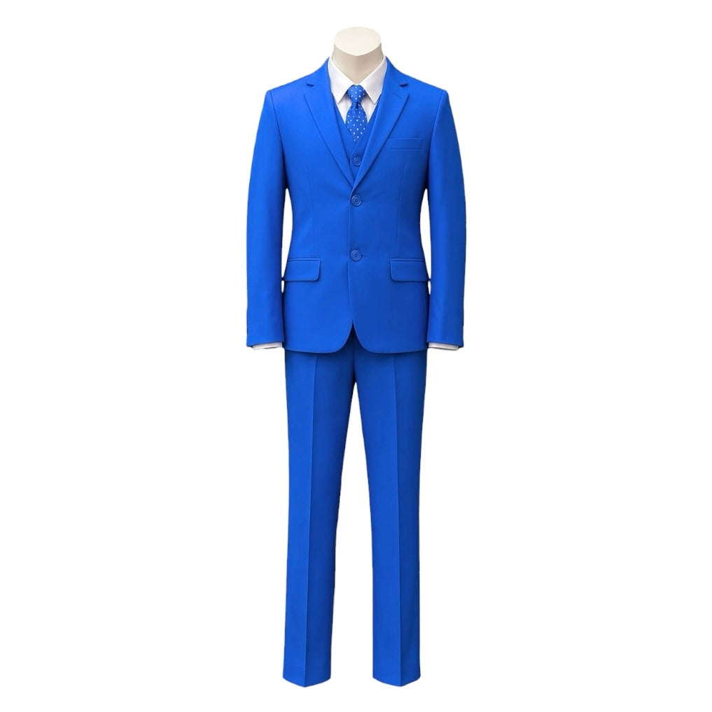 Fancy Kids Modern Fit 5-Piece Ocean Blue Suit