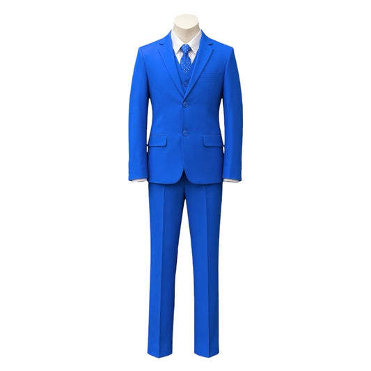 Fancy Kids Modern Fit 5-Piece Ocean Blue Suit