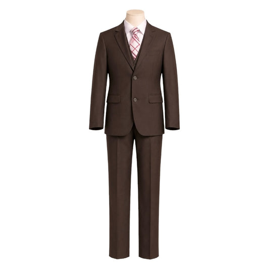 Fancy Kids Classic Fit 5-Piece Chocolate Brown Suit