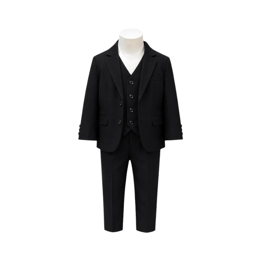 Fouger U.S.A. Baby Boys Black Slim Modern Fit 3-Piece Suit