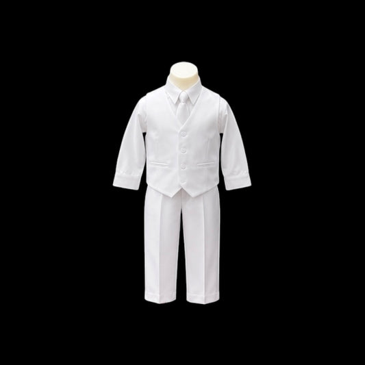 Fancy Kids Baby White 4-Piece Formal Vest Set