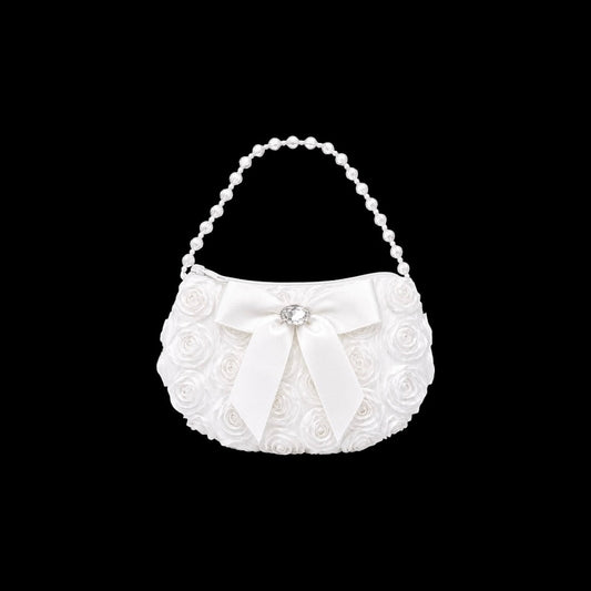 Girls Rosette Pearl Handle Occasion Purse
