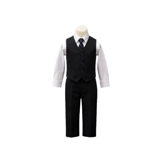 Fancy Kids Baby Black 4-Piece Formal Vest Set